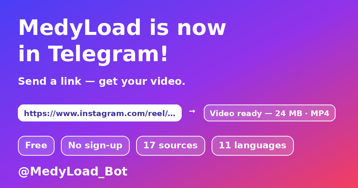 MedyLoad — téléchargement de vidéos via le bot Telegram